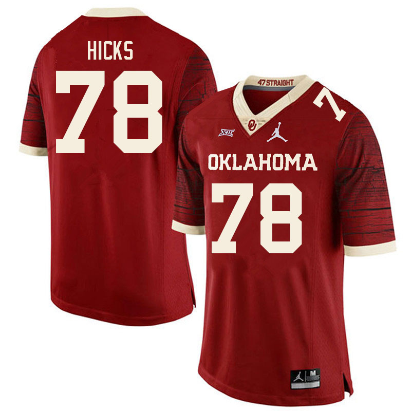 Oklahoma Sooners #78 Marcus Hicks College Football Jerseys Sale-Retro